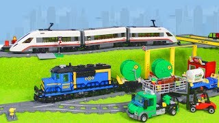 LEGO City Zug Neue Eisenbahn mit Kran amp Spielzeugautos für Kinder [upl. by Ycats778]