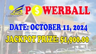 WCTC Powerball Drawing  Jackpot Prize  190000  OCTOBER 11 2024 [upl. by Enitsenrae]