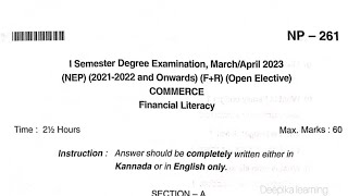 1st sem Financial literacy nep 2023 question paper bangaloreuniversity 1stsem [upl. by Asilahs449]