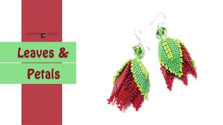 Beaded Leaves and Petals  Earrings Design  Peyote Stitch [upl. by Ellenig54]