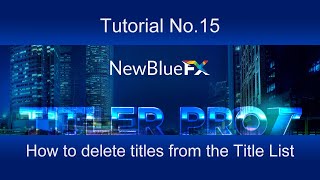 Tutorial 15  How to delete titles from the title list [upl. by Aloel]