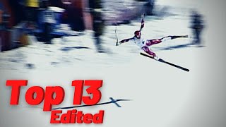 The 13 Worst Downhill Skiing Crashes [upl. by Netsirt]