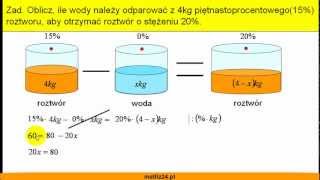 Odparowanie wody  Mieszanie roztworów procentowych  Matfiz24pl [upl. by Soiritos]