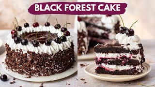 Black Forest Cake Recipe  Bakery Style Eggless Black Forest Cake at home  Easy Recipe [upl. by Esiuqram]