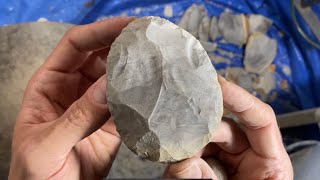 Making an Ovate Biface with Stone and Antler Tools [upl. by Mosera374]