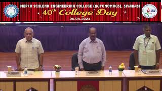 MEPCO SCHLENK ENGG COLLEGE 40th College Day 060424   Management Scholarship Awarding Ceremony [upl. by Ilocin783]