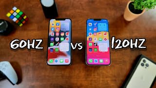 iPhone 13 Pro Motion 120hz Display Vs iPhone 12 60hz Display Whats the Difference [upl. by Graves352]