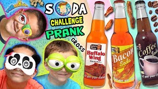 WEIRD SODA CHALLENGE Joke Bacon Buffalo Wing amp Peanut Butter w FUNnel Vision Parents [upl. by Naux]