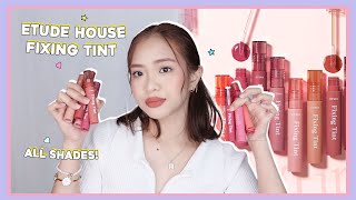 ETUDE HOUSE FIXING TINT SWATCHES ALL SHADES  phonycore 2022 Philippines [upl. by Raynard777]