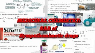 9MEDICINAL CHEMISTRY SAR of Sympathomimetic drugs Adrenergic Agonist SYMPATHETIC SYSTEM AGONIST [upl. by Nitin49]