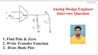 Analog Design interview Find poleszero and Transfer function and Draw Bode Plot [upl. by Imoan383]