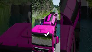 Mixer trucks vs massive water pit 5  carsvswaterpit doubleflatbedtrailertruckvsspeedbumps [upl. by Hselin]