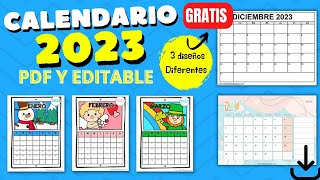 Calendario 2023 EDITABLE para imprimir 📆GRATIS 🎁 [upl. by Wimsatt108]