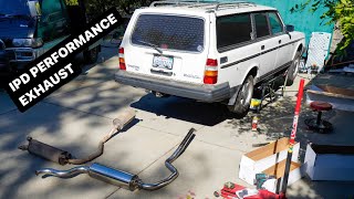 INSTALLING IPD PERFORMANCE EXHAUST ON MY VOLVO 240 WAGON [upl. by Ellenahc]