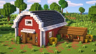 Minecraft  How to build a Barn for Animals  Tutorial [upl. by Aibat]