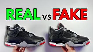 REAL VS FAKE NIKE AIR JORDAN 4 BRED REIMAGINED SNEAKER COMPARISON [upl. by Erline262]