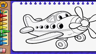 Drawing an Airplane  quotAeroplane Colorscartoons for kids [upl. by Eetnod648]