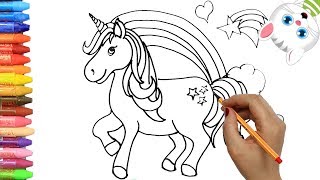 Pagina di colorazione Unicorno  Come disegnare e colora per i bambini [upl. by Tuinenga]