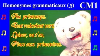 Orthographe CM1  Homonymes grammaticaux 3 Poème  Le Printemps [upl. by Zashin]