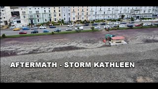 Aftermath of storm Kathleen PT 2  Hundreds of tonnes of stone deposited on Llandudno promenade [upl. by Ainotahs]