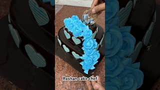 2 tier heart ❤️ chocolate cake decorating ideas heartcake chocolatecake cake shortsfeed shorts [upl. by Aerdnna304]