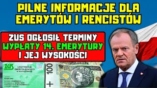 ⚡️PILNE Znamy daty wypłat 14 emerytury Sprawdź ile dokładnie trafi na konta emerytów i rencistów [upl. by Annuahs]