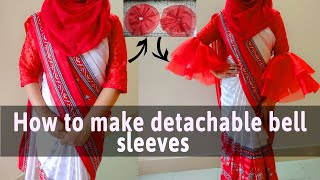 How to make detachable double layer rufflebell sleeves  diygirlriha [upl. by Imuy]