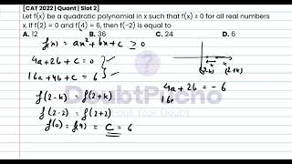 CAT 2024  CAT 2022 Quant Slot 2  Q20 Video Solution  doubtpucho [upl. by Brannon613]