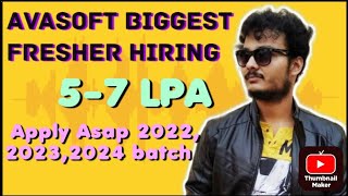 Avasoft Biggest Fresher Hirings  CTC  57 Lpa  202220232024 Batches Eligible  Apply soon [upl. by Ayahs]