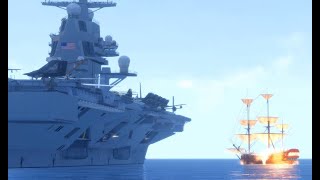 18th Century Warship vs Modern Aircraft Carrier [upl. by Mellins320]