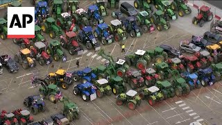 UK farmers in tractors head to the parliament to protest [upl. by Atinahs]