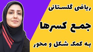 آموزش ریاضی  کسرها  جمع کسرها با شکل و محور  چهارم پنجم ششم [upl. by Teague]