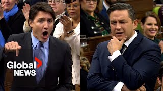 Poilievre claims Trudeau is quotlosing controlquot with quotscreaming and holleringquot while answering question [upl. by Nangem]