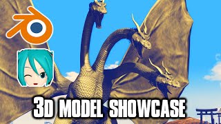 MMDBLENDER  Showa King Ghidorah Model Showcase [upl. by Eilak65]