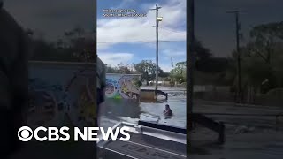 14yearold boy rescued after floating on debris in Hurricane Milton floodwaters shorts [upl. by Ykciv230]