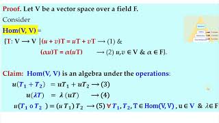 Lec19 Section 6 1 Hom VV is an algebra over F I Topics in Algebra INHerstein [upl. by Elades]