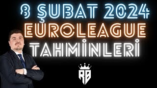 8 ŞUBAT 2024  EUROLEAGUE İDDAA TAHMİNLERİ  ANADOLU EFESMACCABİ TEL AVİV  MİLANOREAL MADRİD [upl. by Ellevart]