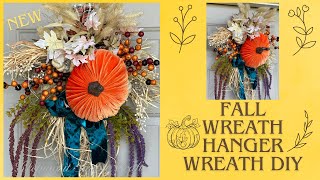 Easy Fall Wreath Tutorial using a Dollar Tree Wreath Hanger  Pumpkin Door Swag DIY Woodland Ruffle [upl. by Gatias]