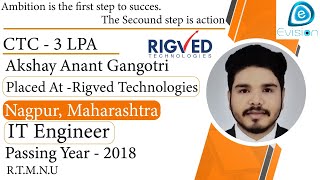 Congrats Akshay  Selected in Rigved Technologies  3 LPA  IT Engineer 2018 Nagpur Maharashtra [upl. by Dorej]