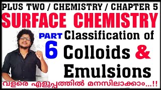 Classification of Colloids  Emulsions Surface Chemistry 2 Chemistry Chapter 5 in malayalam [upl. by Halli]