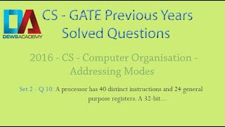 CS Gate 2016  Set 2  Q10  Computer Organization  Addressing Modes [upl. by Wight]