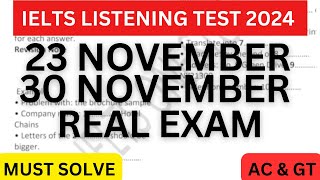 23 November 2024 IELTS LISTENING TEST WITH ANSWER KEY  IELTS  IDP amp BC [upl. by Alacim]