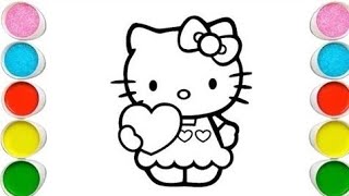 Hello Kitty with heart 🧡 Drawing Painting amp Coloring For Kids and Toddlers Child Art [upl. by Toback]