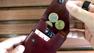 Best minimalist leather wallet Cash coins and cards Unique design Practical [upl. by Aurilia258]