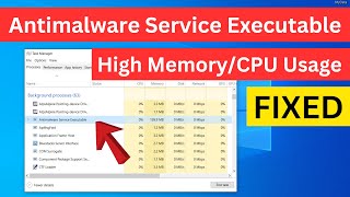 How To Fix Antimalware Service Executable High Memory  CPU Usage Problem Windows 10  Quick Way [upl. by Jose295]