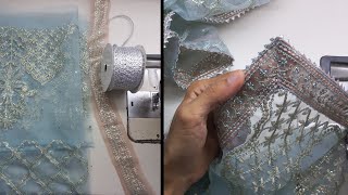 New bridal Dupatta lace design  embroidery dupatta design [upl. by Katherina]