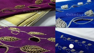 ആരി Aari cut work and beadwork blouse sleeve for beginners aari embroidery Malayalam classes [upl. by Oicaro]