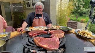 Cotes de Boeuf grillées au Brasero plancha légumes printaniers [upl. by Ellimaj]