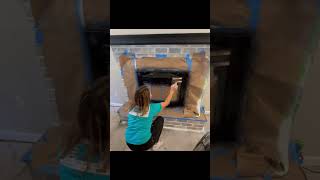 Interior brick fireplace makeover brick fireplace fireplacemakeover interiordesign bricks [upl. by Atrahc]