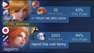 I PRETEND NUB FANNY IN SOLO RANK AND THIS HAPPENED☠️  Mobile Legends [upl. by Ahsikad]